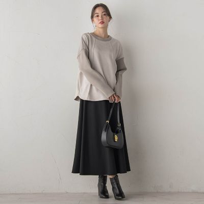 フェイクスエード×リブ変形切替えプルオーバー≪手洗い可能≫ | Droite