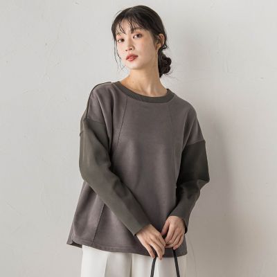 ＜Droite lautreamont (Women)＞フェイクスエード×リブ変形切替えプルオーバー≪手洗い可能≫