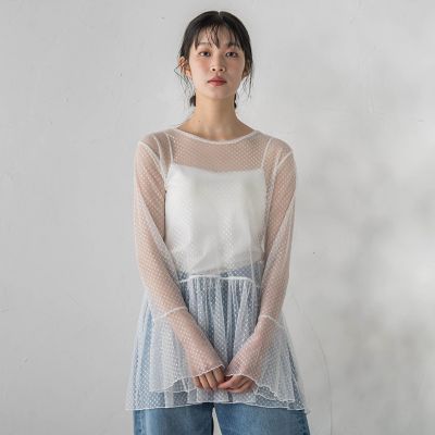 チュールドットチュニックプルオーバー≪洗濯機で洗える≫ | Droite