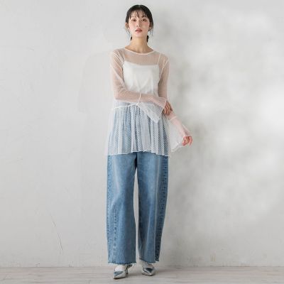 チュールドットチュニックプルオーバー≪洗濯機で洗える≫ | Droite
