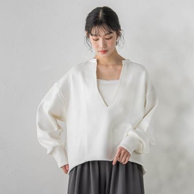 裏毛Vネックカットソー≪手洗い可能≫ | Droite lautreamont (Women