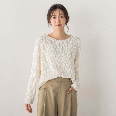 ＜Droite lautreamont (Women)＞【ＷＥＢ限定】フリルジャカードクルーネックプルオーバー