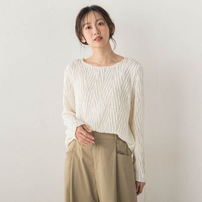 WEB限定】フリルジャカードクルーネックプルオーバー | Droite 