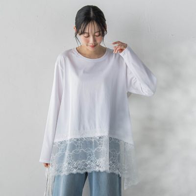 ＜Droite lautreamont (Women)＞レースコンビカットソー