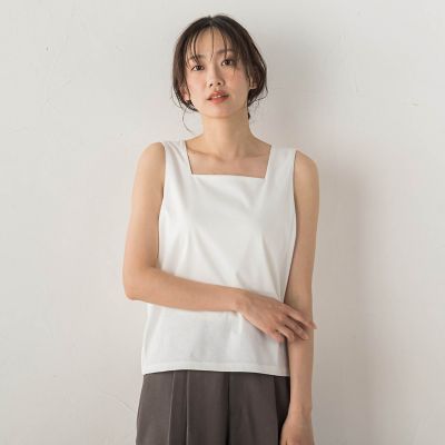 新品　IIROT スクエットネック 和紙　ホワイトタンクトップ 2WAYタンク | Droite lautreamont (Women)/ドロワットロート
