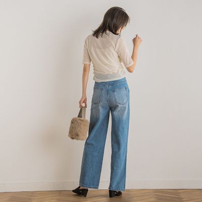 ハイライズストレートデニム≪手洗い可能≫