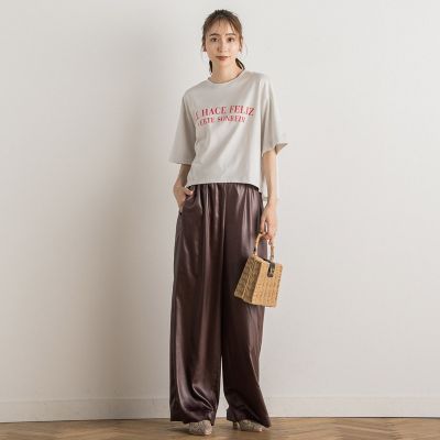 【カタログ掲載】サテンイージーワイドパンツ≪洗濯機で洗える≫