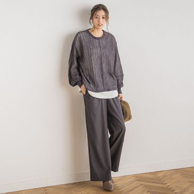 【23区】【洗える】ライトTRギャバドロストパンツ CLASSY.2月号掲載/洗える】TRストレッチギャバ ワイドパンツ