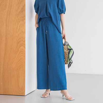 【SALE】Droite lautreamont (Women)/ドロワットロートレアモン タンブラーブッチャーイージーパンツ&#8810;手洗い可能&#8811; 07ブルー パンツ・ズボン【三越伊勢丹/公式】