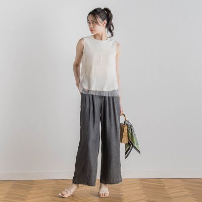 ドロワットロートレアモン（Droite lautreamont）/バイオシルクパウダー加工ワイドパンツ≪洗濯機で洗える≫ バイオシルクパウダー加工ワイドパンツ≪洗濯機で洗える≫ | Droite