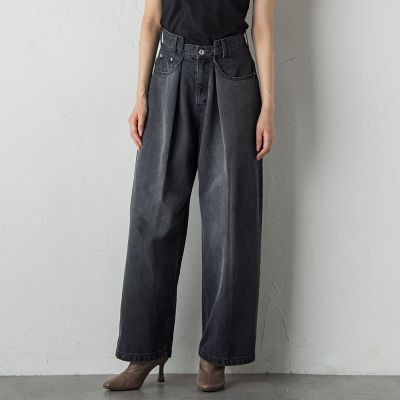 Droite lautreamont (Women)/ドロワットロートレアモン タックデニムパンツ&#8810;洗濯機で洗える&#8811; 04ブラック パンツ・ズボン【三越伊勢丹/公式】