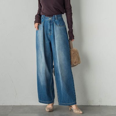 ＜Droite lautreamont (Women)＞タックデニムパンツ≪洗濯機で洗える≫