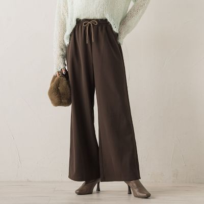 ＜Droite lautreamont (Women)＞【ＷＥＢ限定】カットジョーゼット裏起毛パンツ≪手洗い可能≫