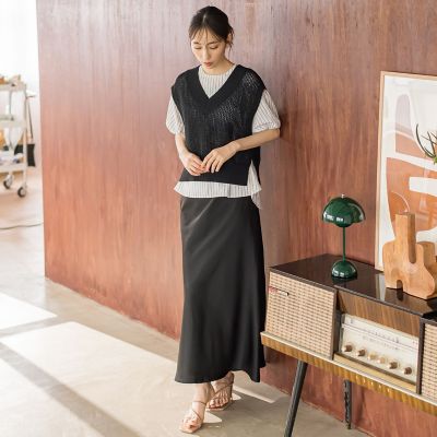 サテンライクナロースカート≪洗濯機で洗える≫ | Droite lautreamont