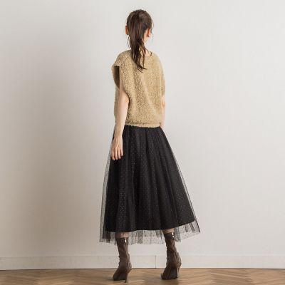 ラメ刺繍チュールスカート