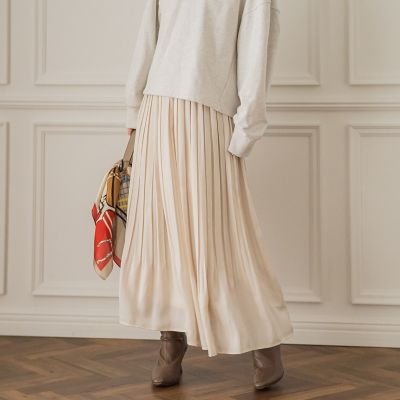 【ＷＥＢ限定】ピーチサテンプリーツスカート≪手洗い可能≫