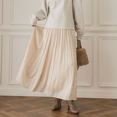 【ＷＥＢ限定】ピーチサテンプリーツスカート≪手洗い可能≫
