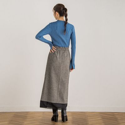 ウール調ヘリンボンスカート≪手洗い可能≫