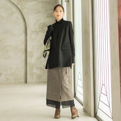 ウール調ヘリンボンスカート≪手洗い可能≫