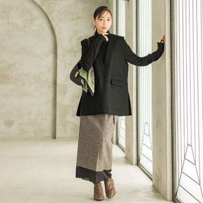 ウール調ヘリンボンスカート≪手洗い可能≫