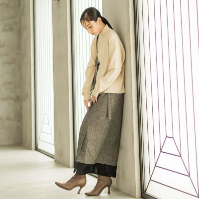 ウール調ヘリンボンスカート≪手洗い可能≫
