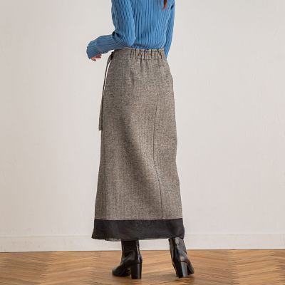 ウール調ヘリンボンスカート≪手洗い可能≫