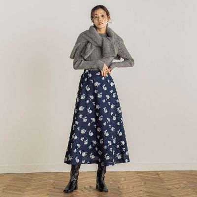 メタルフラワージャガードスカート≪手洗い可能≫