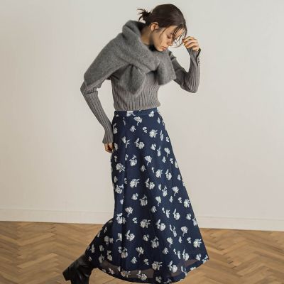 メタルフラワージャガードスカート≪手洗い可能≫