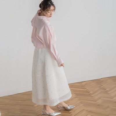 ダブルラッセルドット刺繍スカート≪洗濯機で洗える≫ | Droite