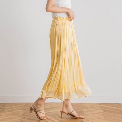 ＜Droite lautreamont (Women)＞【ＷＥＢ限定】シャインサテン楊柳プリーツスカート≪手洗い可能≫