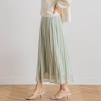 WEB限定】シャインサテン楊柳プリーツスカート≪手洗い可能