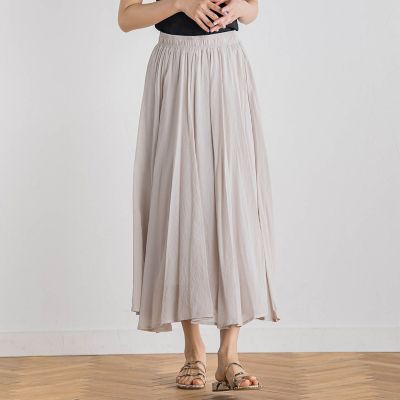 WEB限定】麻調シアーシャーリングフレアスカート≪手洗い可能