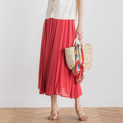 ＜Droite lautreamont (Women)＞【ＷＥＢ限定】麻調シアーシャーリングフレアスカート≪手洗い可能≫