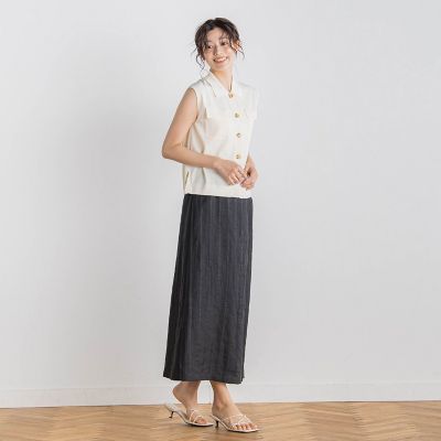 リネンストライプスカート≪手洗い可能≫