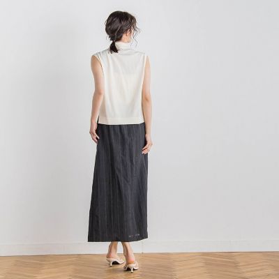 リネンストライプスカート≪手洗い可能≫