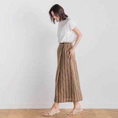 リネンストライプスカート≪手洗い可能≫