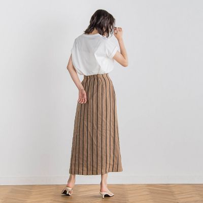 リネンストライプスカート≪手洗い可能≫