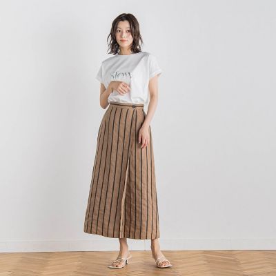 リネンストライプスカート≪手洗い可能≫