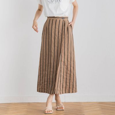 リネンストライプスカート≪手洗い可能≫