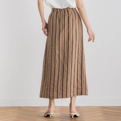 リネンストライプスカート≪手洗い可能≫
