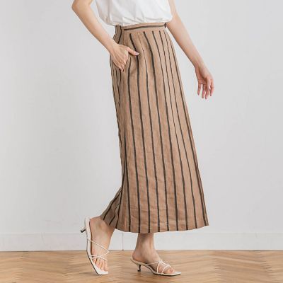 リネンストライプスカート≪手洗い可能≫