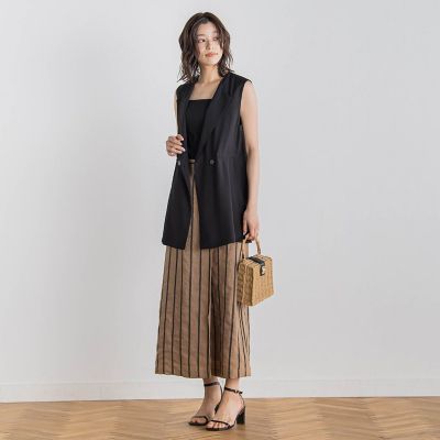 リネンストライプスカート≪手洗い可能≫