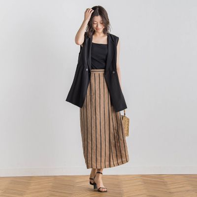 リネンストライプスカート≪手洗い可能≫