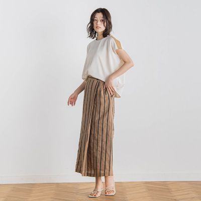 リネンストライプスカート≪手洗い可能≫