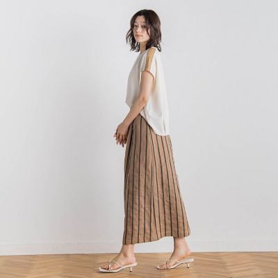 リネンストライプスカート≪手洗い可能≫