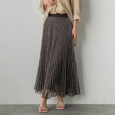 Droite lautreamont (Women)/ドロワットロートレアモン シアーストライプスカート&#8810;手洗い可能&#8811; 10ブラウン ロングスカート【三越伊勢丹/公式】