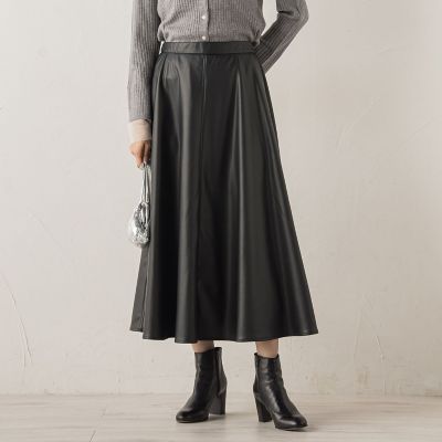 Droite lautreamont (Women)/ドロワットロートレアモン レザーライクスカート&#8810;洗濯機で洗える&#8811; 04ブラック ロングスカート【三越伊勢丹/公式】