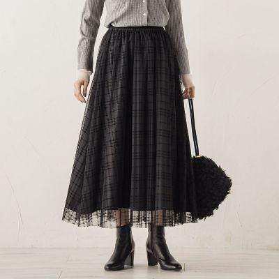 ＜Droite lautreamont (Women)＞フロッキーチェックスカート≪手洗い可能≫