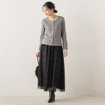 フロッキーチェックスカート≪手洗い可能≫ | Droite lautreamont