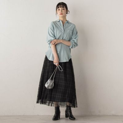 ドロワット ロートレアモンフロッキーチェックスカート　新品　2 茶　匿名配送 フロッキーチェックスカート≪手洗い可能≫ | Droite lautreamont